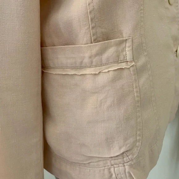 EILEEN FISHER 100% Linen Blazer Beige Blush Lightweight Button Front Size XS - Picture 11 of 16